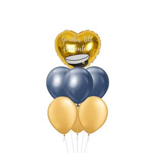 Krom Midnattsblå & Met. Guld Studenthjärta - Studentbukett 705