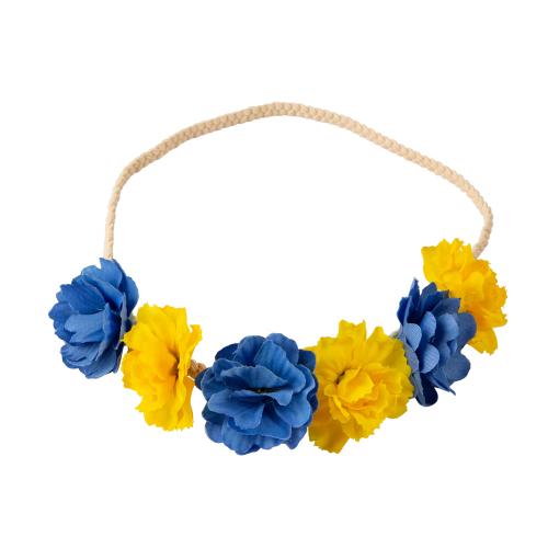 Hårband med Gula och Blå Blommor