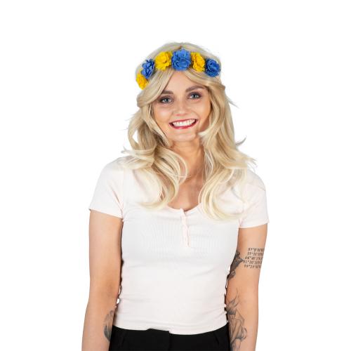 Hårband med Gula och Blå Blommor