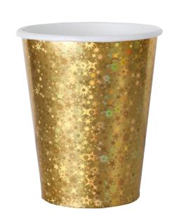 Glittrig Pappersmugg - Guld 10st