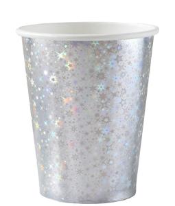 Glittrig Pappersmugg - Silver 10st