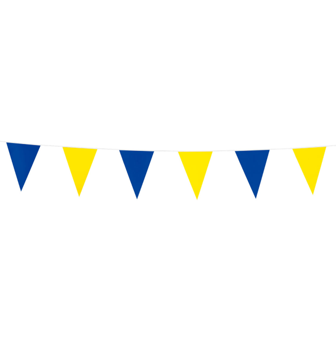 flaggspel med gula och blåa vimplar