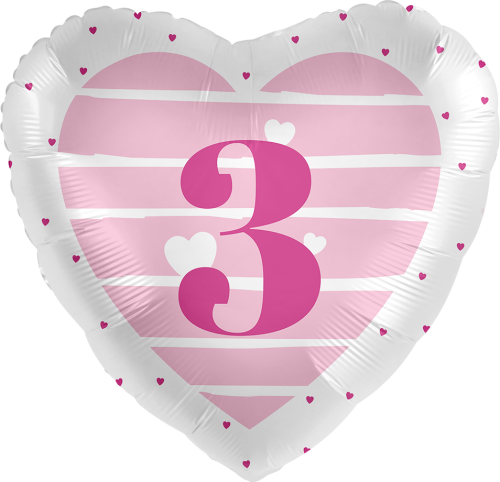 17" (43 cm) Grattis Rosa 3 år