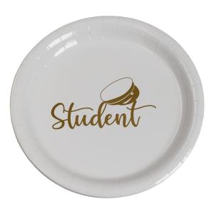 PAPER PLATE STUDENT GOLD 23 CM 8-P