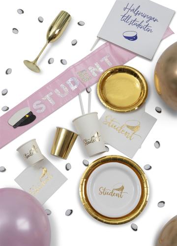 PAPER PLATE STUDENT GOLD 23 CM 8-P