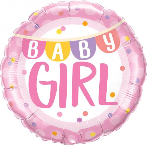 18" Baby Girl Banner & Dots