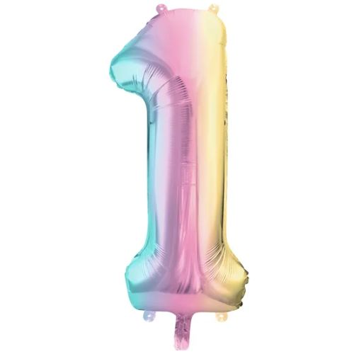 86cm Pastellregnbåge Siffra 1