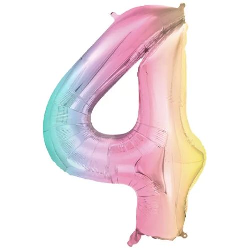 86cm Pastellregnbåge Siffra 4