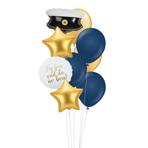 Midnattsblå & Met. Guld Studentfolie - Studentbukett 901