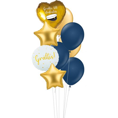 Midnattsblå & Met. Guld Studentfolie - Studentbukett 901 (02)