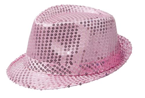 Rosaglittrig hatt