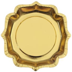 Papperstallrik Vågig Guld 27,5cm