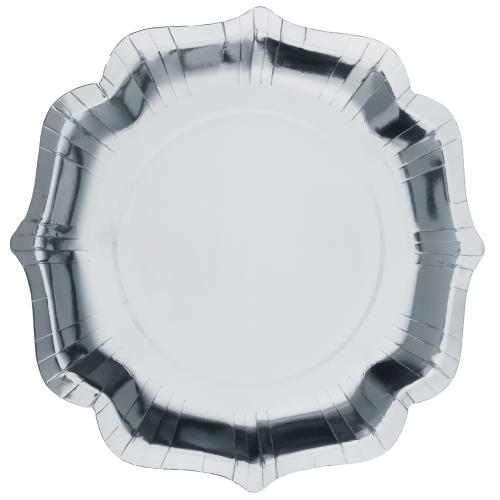 Papperstallrik Vågig Silver 27,5cm