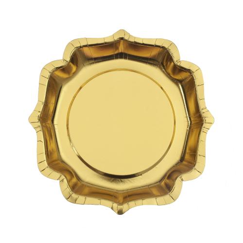 Papperstallrik Vågig Guld 21cm