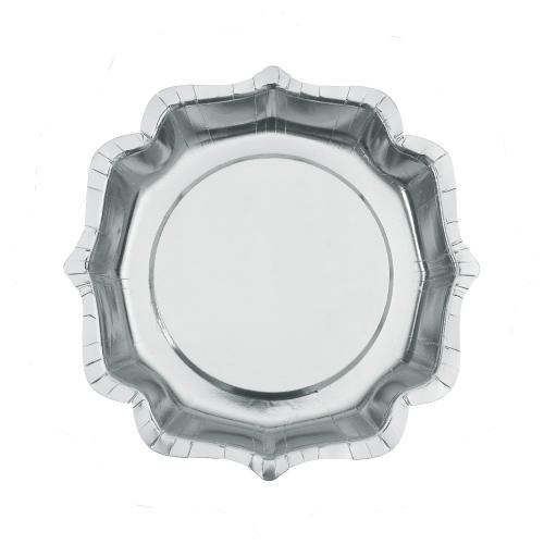 Papperstallrik Vågig Silver 21cm