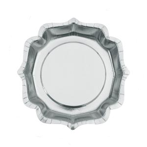 Papperstallrik Vågig Silver 21cm