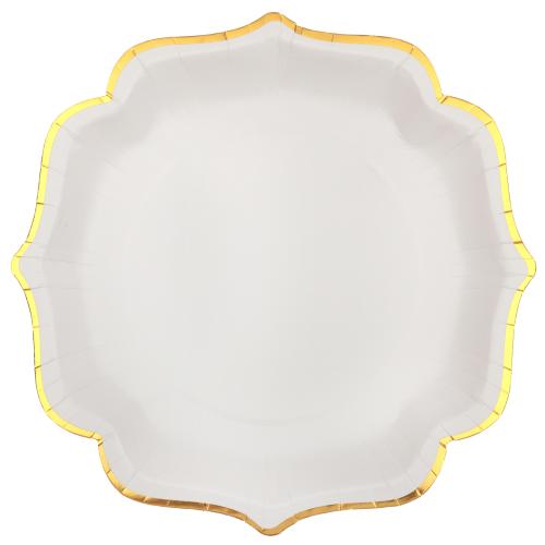 Papperstallrik Vågig Guldkant 27,5cm