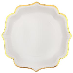 Papperstallrik Vågig Guldkant 27,5cm
