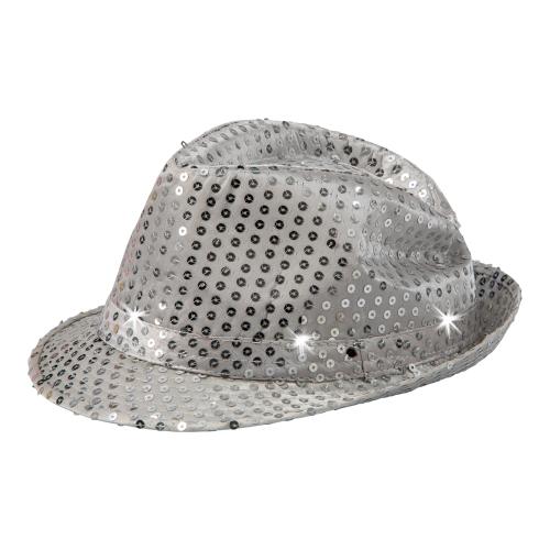 Silverglittrig hatt med Led
