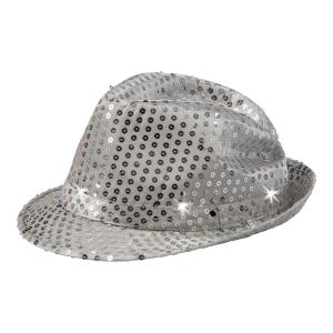 Silverglittrig hatt med Led