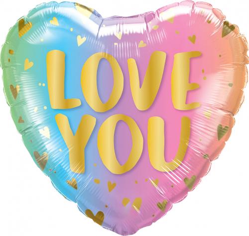 18" Love You Pastel Ombre & Hearts