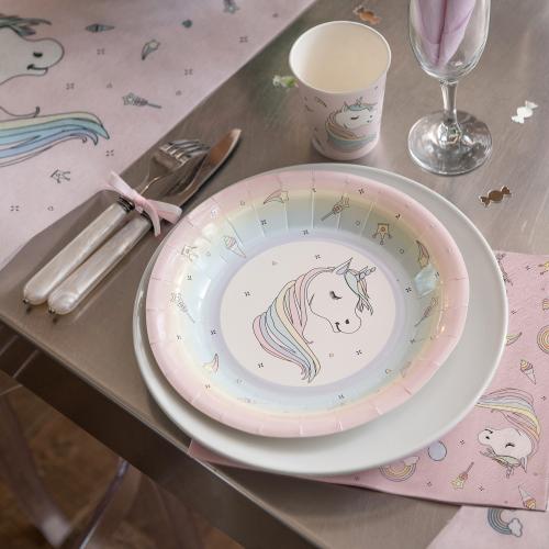 Rosa Unicorn Tallrik