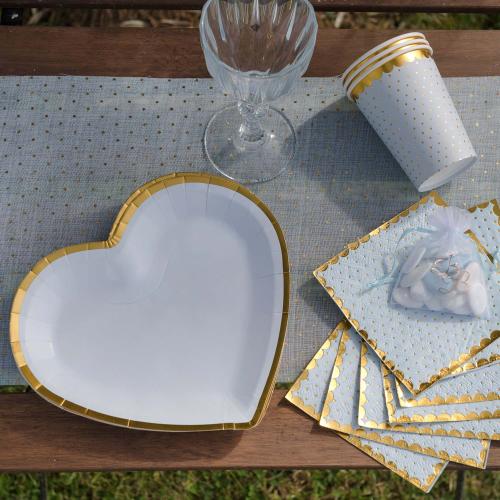 Guldkant Hjärta Vit - Papperstallrik