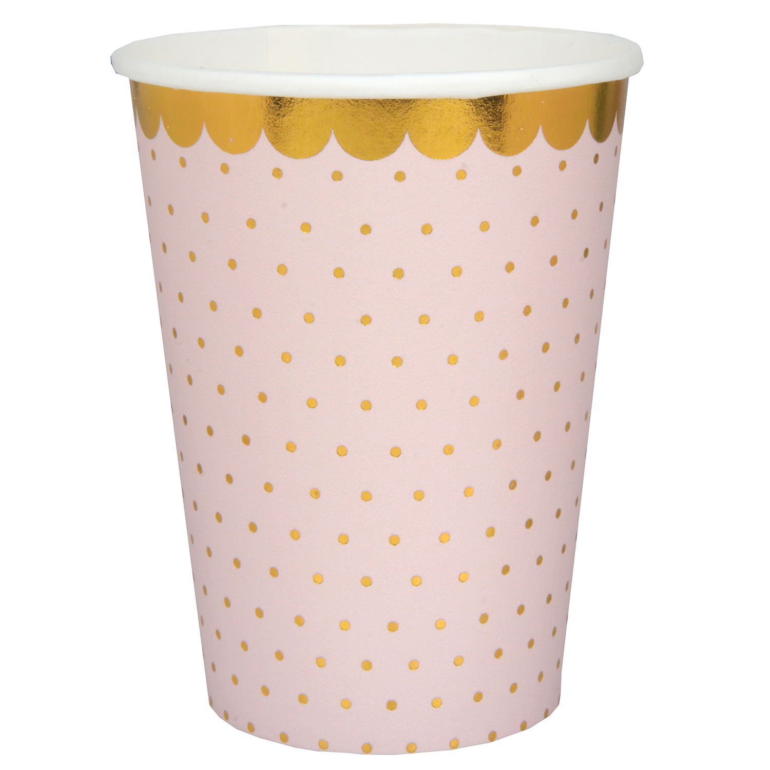 Pappersmugg Rosa med guldprickar