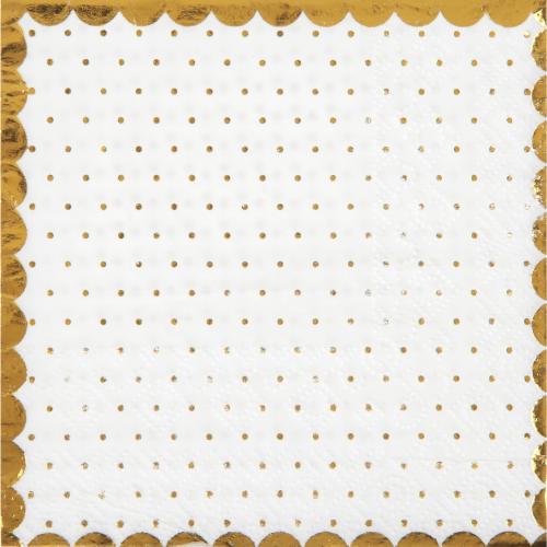 Servett Vit med Guldprickar