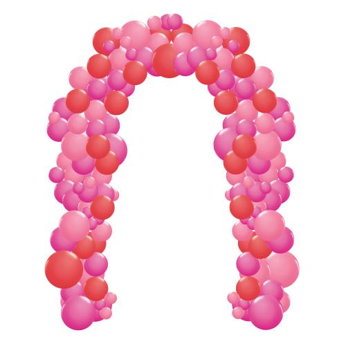 Organisk ballongbåge Rosaröd (6 meter)