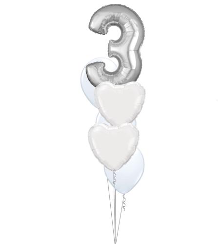 Bukett 602 - 3st 28cm latex, 2st standard folie, 1st siffra/shape
