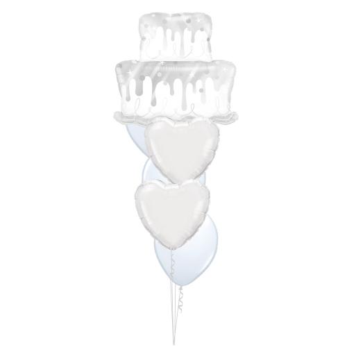 Bukett 602 - 3st 28cm latex, 2st standard folie, 1st folie shape