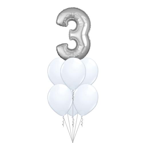 Bukett 707 - 6st 28cm latex, 1st 86cm foliesiffra/bokstav