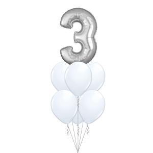 Bukett 707 - 6st 28cm latex, 1st 86cm foliesiffra/bokstav