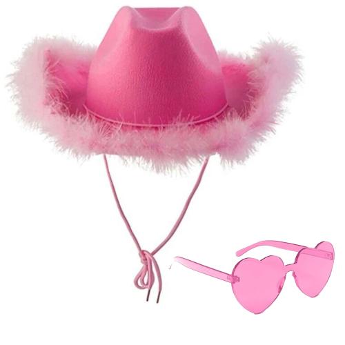 Cowboyhatt med hjärtglasögon