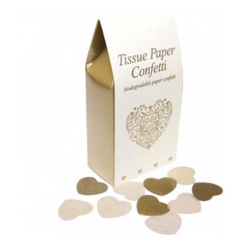 TISSUE CONFETTI BOX HJÄRTA IVORY/GULD