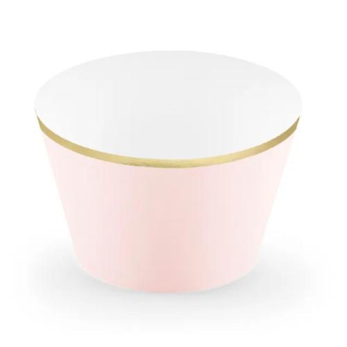 Cupcake wrappers 6st Rosa och Guld