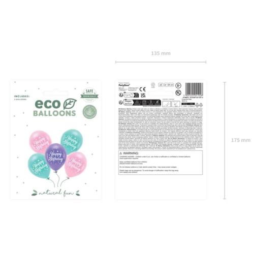 26 cm Latexballonger mix Happy Birthday 5st