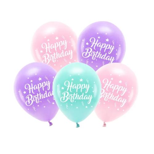 26 cm Latexballonger mix Happy Birthday 5st