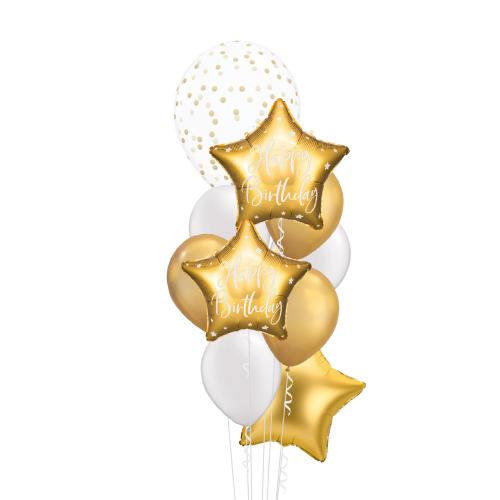 Happy Birthday Guld - Mixbukett Liten