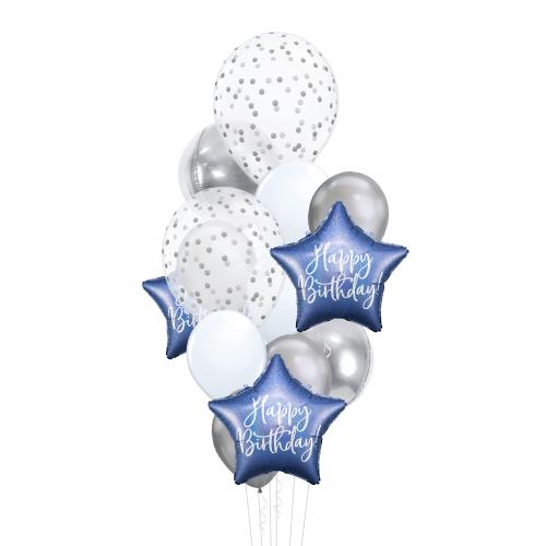 Happy Birthday Blå - Mixbukett Mellan