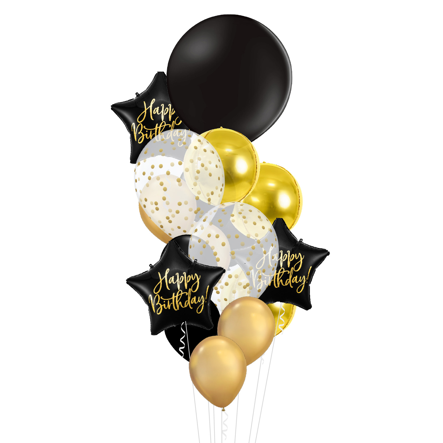 Happy Birthday Svart & Guld - Large