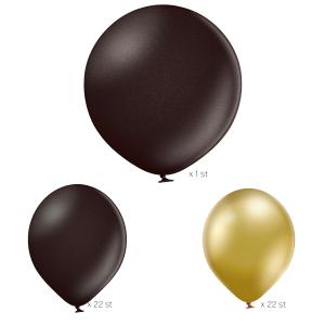 Lalexballonger till Ballongpelare DIY Svart & Guld