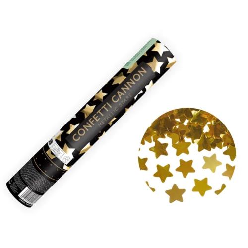 Konfettikanon guld stjärnor 28cm