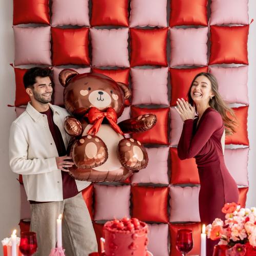 14x14" (35cm) Kuddballong Rosa/Röd