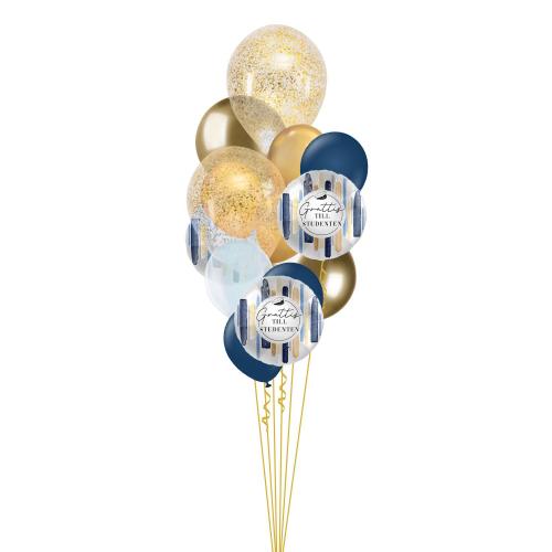 Midnattsblå "Grattis..." Konfetti - Mixbukett (M)