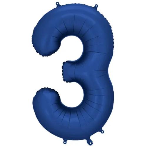 86cm Navy Blå Siffra 3 - XL