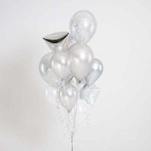 Mixbukett Mellan - 2st 40cm konfetti, 1st 40cm, 7st 28cm, 3st 46cm folie, 2st orbz