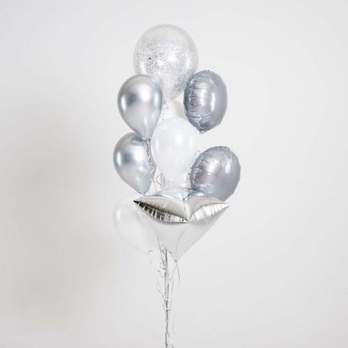 Mixbukett Liten - 1st 40cm konfetti, 6st 28cm, 2st 46cm folie, 1st orbz