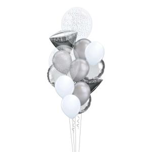 Mixbukett Mellan - 2st 40cm konfetti, 1st 40cm, 7st 28cm, 3st 46cm folie, 2st orbz